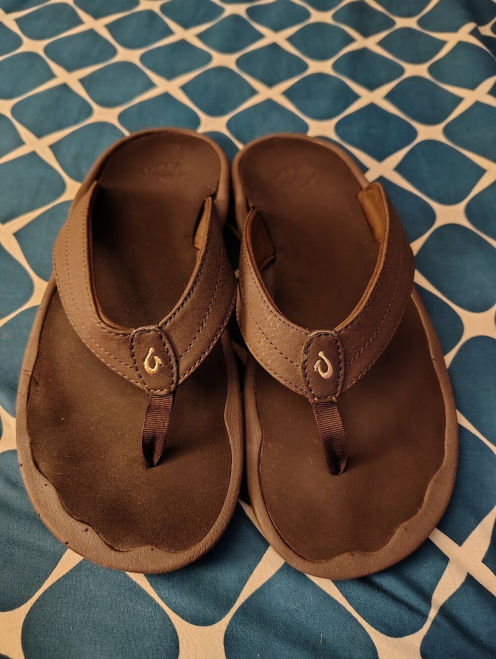 OluKai 'Ohana Dark Java Brown Water-Resistant Flip Flop Sandals - Women's 8